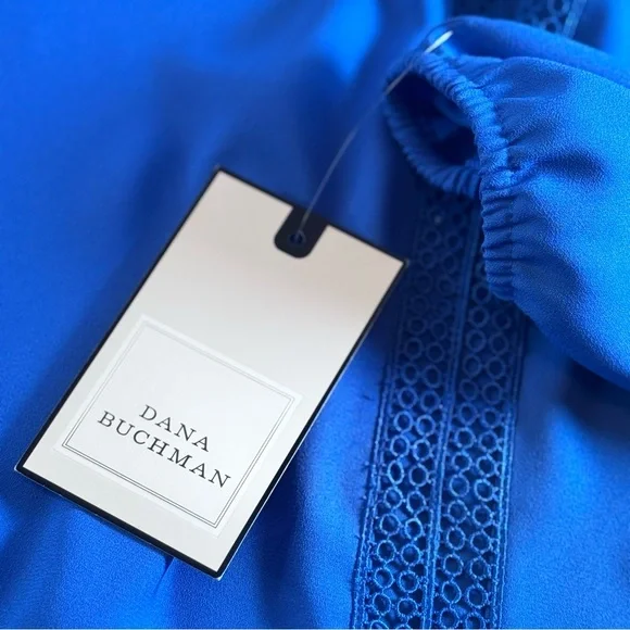 Dana Buchman Blue Blouse Crochet Trim 3/4 Sleeve XL New With Tags (flawed) - Picture 13 of 15